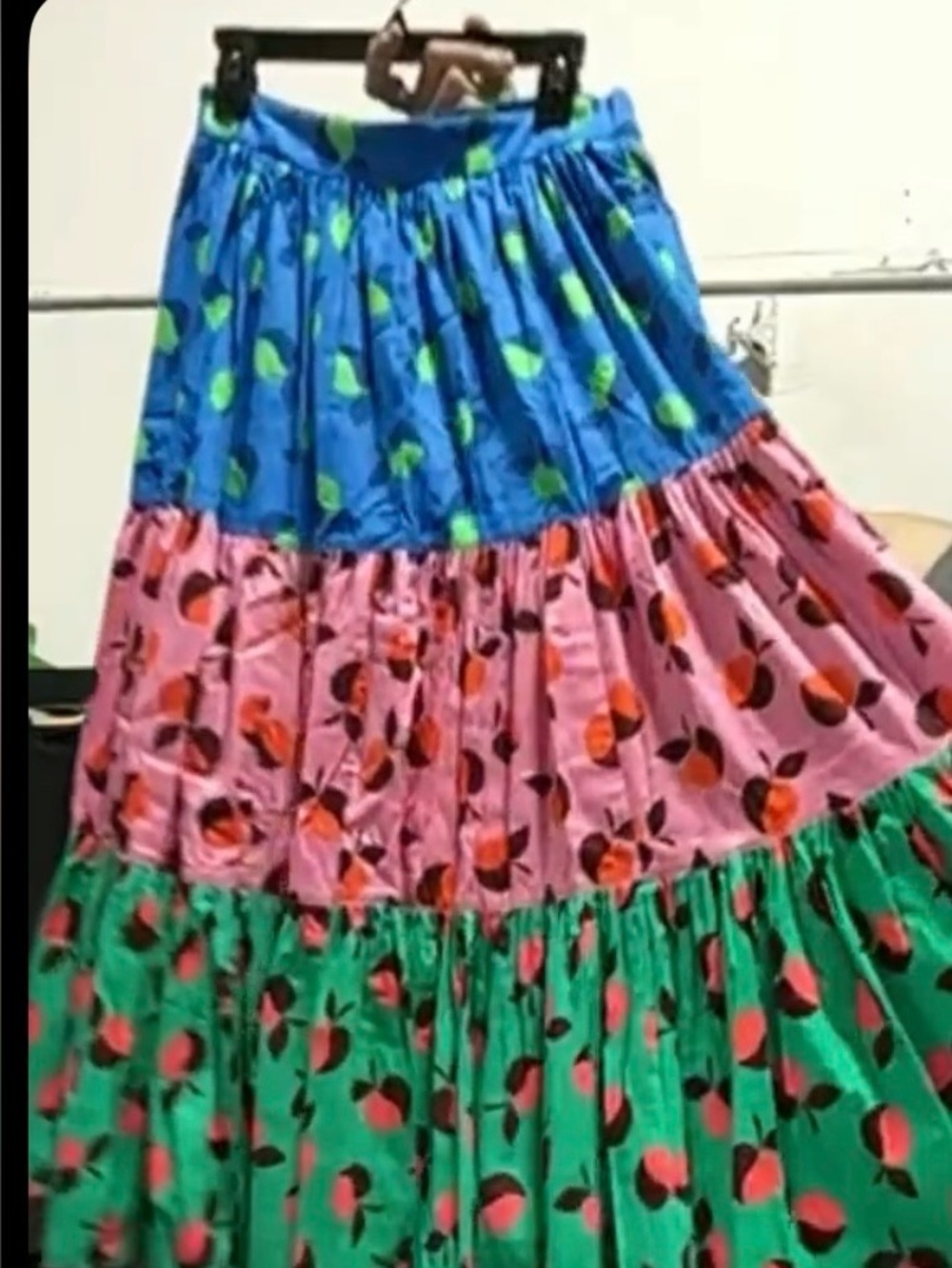 kate spade Blue, Pink, Teal Colorblock Apple Tiered Maxi Skirt NWOT 14 - Picture 3 of 5
